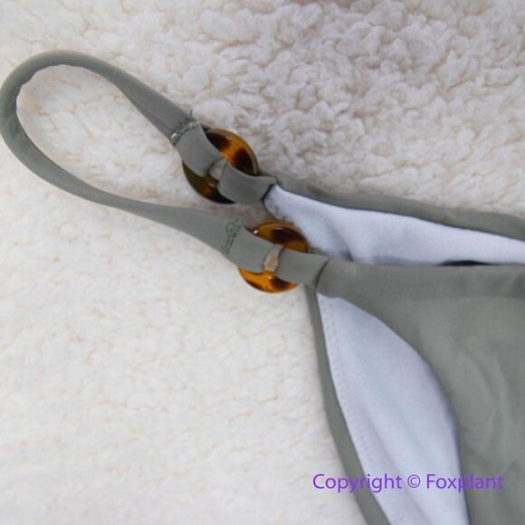 NEW Rhythm.X Free People Paisley Hi String Bikini Bottoms size L  in‎ army - Picture 7 of 14